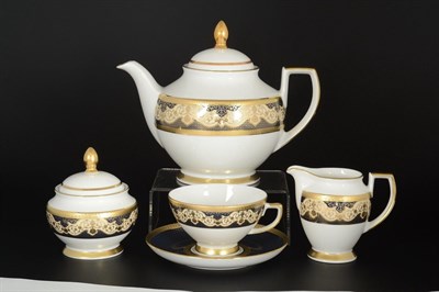 Чайный сервиз Falkenporzellan Belvedere Combi Blue Gold 6 персон 17 предметов - фото 11925