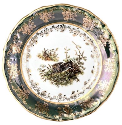 Настенная тарелка 19 см Зеленая охота "Заяц" - фото 12138