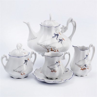 Чайный сервиз на 6 персон Queen's Crown Корона Гуси 15 предметов - фото 12849