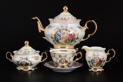 Чайный сервиз на 6 персон Queen's Crown Корона Мадонна Перламутр 15 предметов - фото 13031