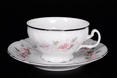 Набор чайный пар Bernadotte Бледная роза платина 220 мл (6 пар) - фото 13172
