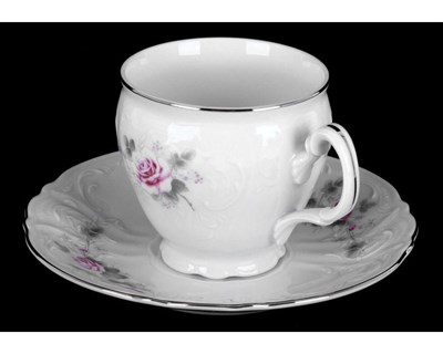 Чашка бочка Bernadotte "Бледная роза, платина" 240 мл (1шт) без блюдца - фото 13189