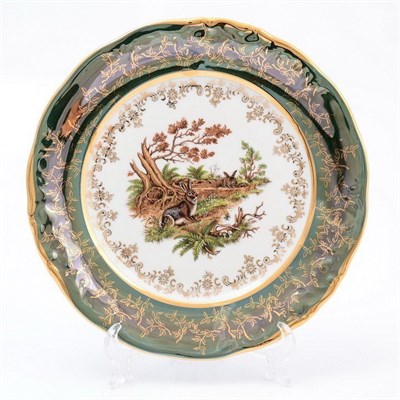 Набор тарелок Sterne porcelan Охота Зеленая 21 см(6 шт) - фото 13485