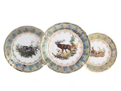 Набор тарелок Queen's Crown Охота зеленая 18 предметов - фото 13506
