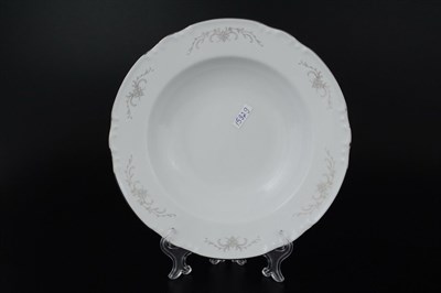 Набор тарелок глубоких 23 см Констанция Серый орнамент Отводка платина (6 шт) - фото 13763