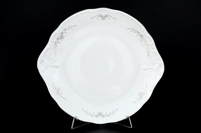 Тарелка для торта Thun Констанция Серый орнамент Отводка платина 27см - фото 13769