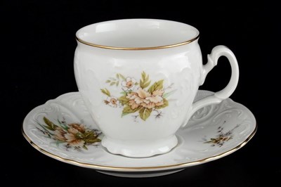 Набор чайных пар бочка Bernadotte Зеленый цветок 240 мл(6 пар) - фото 13827