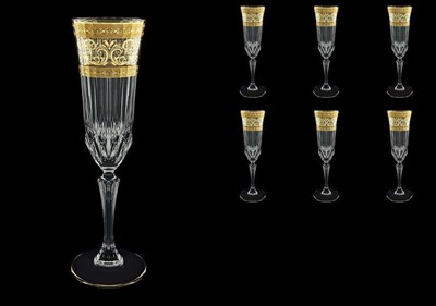 Набор фужеров для шампанского 180 мл Adagio Allegro Golden Light Decor Astra Gold (6 шт) - фото 13861