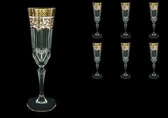 Набор фужеров для шампанского 180 мл Adagio Flora's Empire Golden Ivory Decor Astra Gold (6 шт) - фото 13862