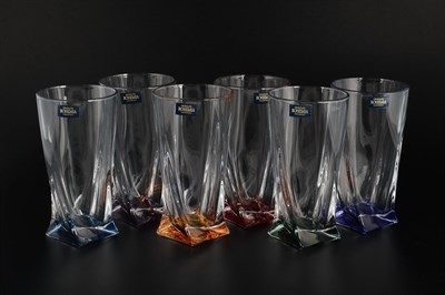 Набор стаканов для воды Crystalite Bohemia Quadro Ассорти 350 мл(6 шт) - фото 14399