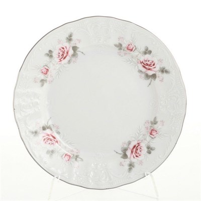 Набор тарелок Bernadotte Бледная роза платина 19 см(6 шт) - фото 14797