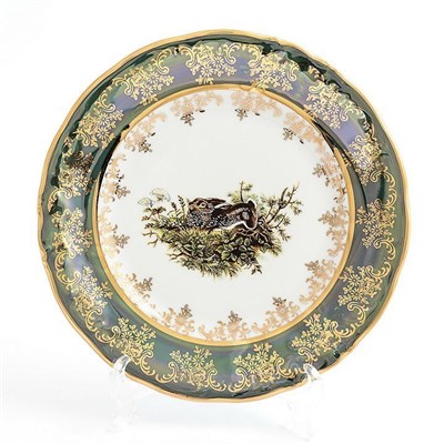 Набор тарелок Queen's Crown Охота зеленая 19 см (6 штук) - фото 14855