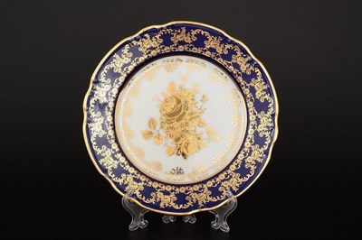 Набор тарелок Thun Констанция Золотая роза Кобальт 19см (6 шт) - фото 14956
