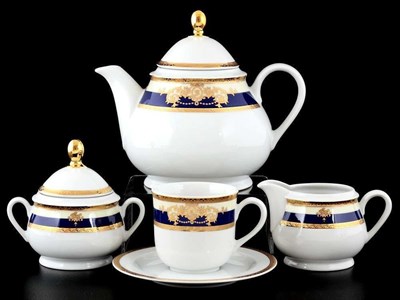 Чайный сервиз Thun Яна Кобальтовая лента на 6 персон 17 предметов - фото 14991