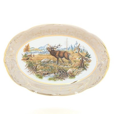 Блюдо овальное Sterne porcelan Охота Бежевая 33 см - фото 15164