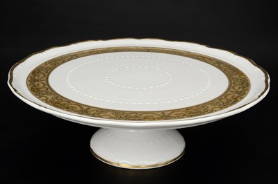 Тарелка для торта на ножке Carlsbad Мария Луиза матовая полоса 32 см - фото 15263
