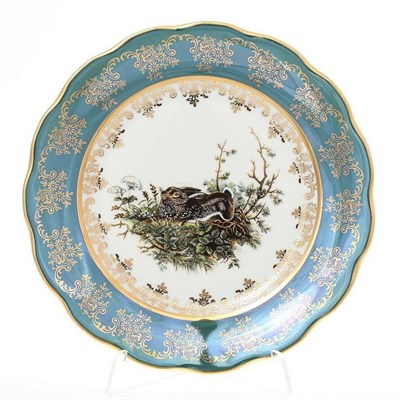 Набор тарелок Queen's Crown Охота зеленая 21 см (6 штук) - фото 15598