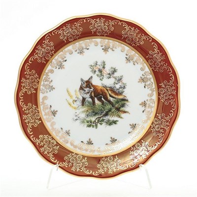 Набор тарелок Queen's Crown Охота красная 17 см - фото 15622