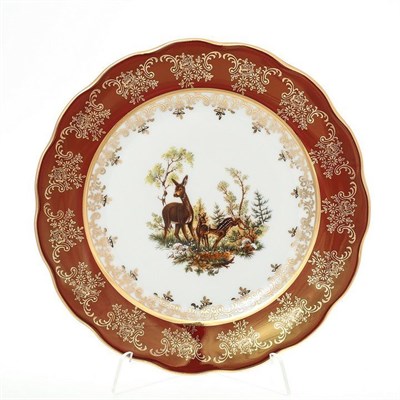Набор тарелок Queen's Crown Охота красная 21 см (6 штук) - фото 15624