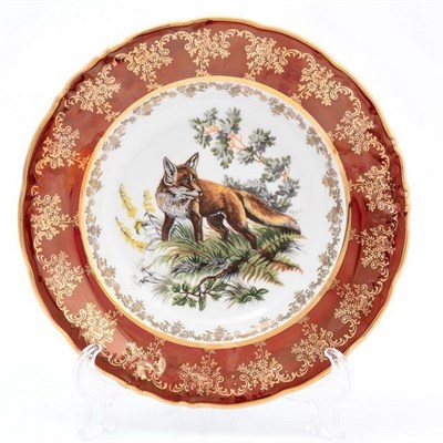 Набор тарелок глубоких Queen's Crown Охота красная 23 см - фото 15625