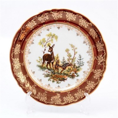 Набор тарелок Queen's Crown Охота красная 25 см - фото 15626