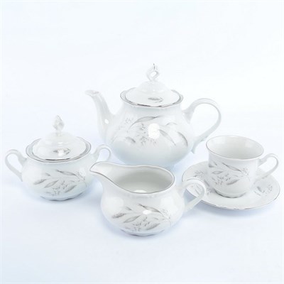 Чайный сервиз Thun Констанция Серебряные колосья 6 персон 17 предметов - фото 16325