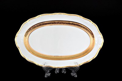 Блюдо овальное Thun Мария Луиза золотая лента 24 см - фото 16393