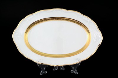 Блюдо овальное Thun Мария Луиза золотая лента 32 см - фото 16394