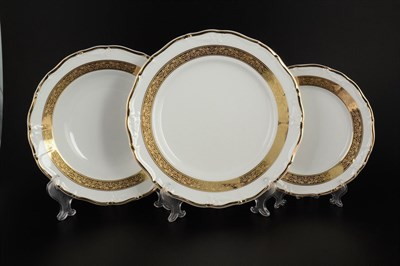Набор тарелок Thun Мария Луиза золотая лента 18 предметов - фото 16401