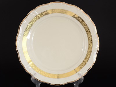 Блюдо круглое Thun Мария Луиза золотая лента Ivory 30см - фото 16417