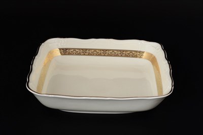 Салатник квадратный Thun Мария Луиза Золотая лента Ivory 25см - фото 16429