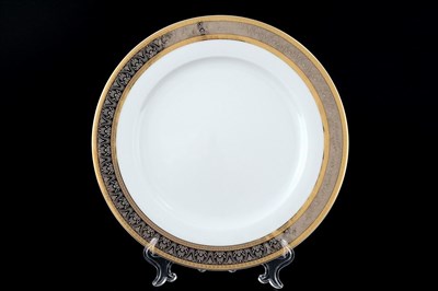 Набор тарелок Thun Опал Широкий кант платина золото 25см (6 шт) - фото 16545