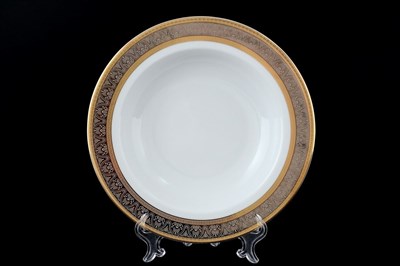 Набор тарелок глубоких Thun Опал широкий кант платина золото 22 см(6 шт) - фото 16546
