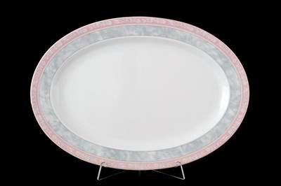 Блюдо овальное Thun Яна Серый мрамор с розовым кантом 32см - фото 16568