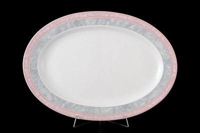 Блюдо овальное Thun Яна серый мрамор с розовым кантом 36 см - фото 16569