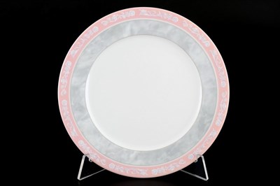 Набор тарелок Thun Яна серый мрамор с розовым кантом 17 см(6 шт) - фото 16574