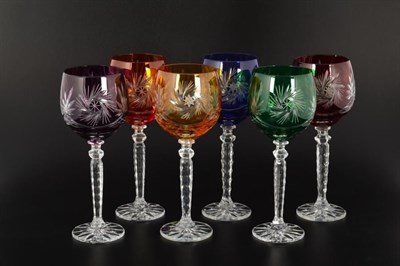 Набор бокалов для вина 220 мл Цветной хрусталь (6 шт) - фото 16596
