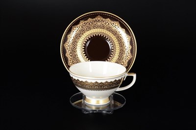 Набор чайных пар Falkenporzellan Agadir Brown Gold 220мл(6 пар) - фото 16729