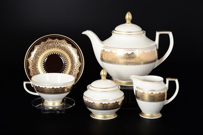 Чайный сервиз Falkenporzellan Agadir Brown Gold 6 персон 17 предметов - фото 16730