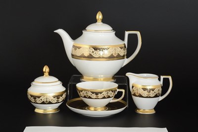 Чайный сервиз Falkenporzellan Belvedere Combi Black Gold 6 персон 17 предметов - фото 16746