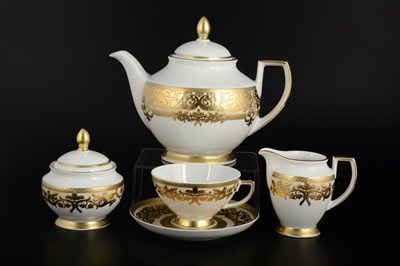 Чайный сервиз на 6 персон Falkenporzellan Natalia creme gold 17 предметов - фото 16826