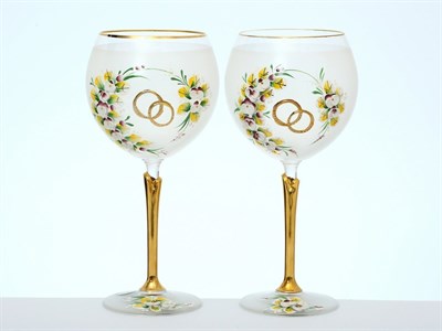Свадебный набор из 2-х бокалов для вина 570 мл Белая лепка E-S - фото 17699