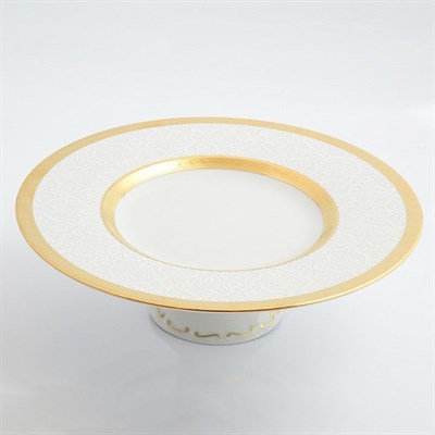 Тарелка для торта на ножке Falkenporzellan Constanza Diamond White Gold 32см - фото 17833