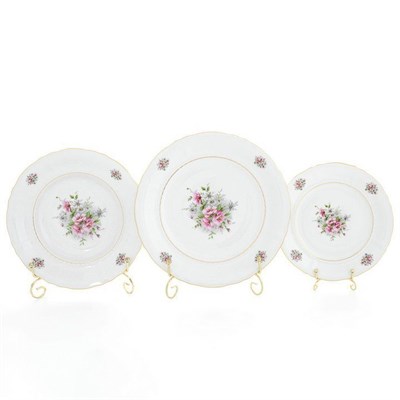 Набор тарелок Leander Соната розовые цветы 18 предметов - фото 17979