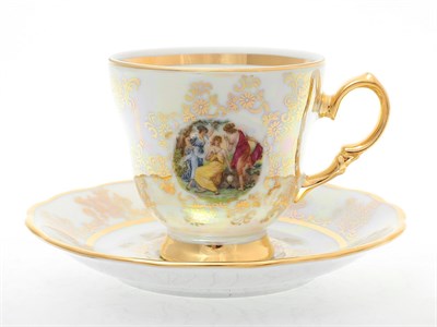 Набор кофейнных пар Sterne porcelan Мадонна Перламутр  140 мл(6 пар) - фото 18018