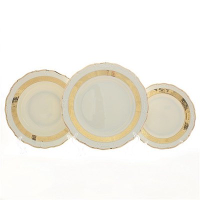 Набор тарелок Thun Мария Луиза Золотая лента Ivory 18 предметов - фото 18141
