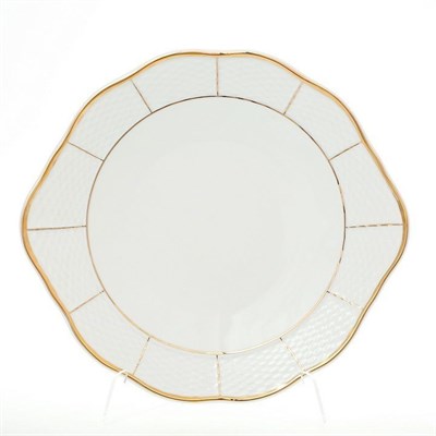 Тарелка для торта Thun Менуэт обводка золото 27 см - фото 18146