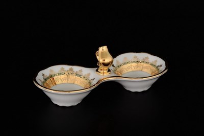 Прибор для специй двойной Thun Констанция Изумруд Золотой орнамент - фото 18271