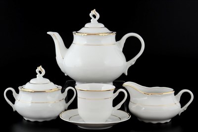 Чайный сервиз Thun Констанция отводка золото 6 персон 17 предметов - фото 18282
