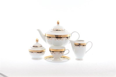 Чайный сервиз Thun Кристина черная лилия 6 персон 17 предметов - фото 18292